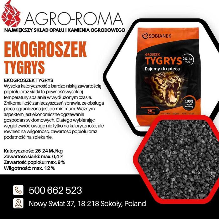Agro-roma Sokoły Skład Opału Węgiel Polski !!Ekogroszek Sobianek Lew Z