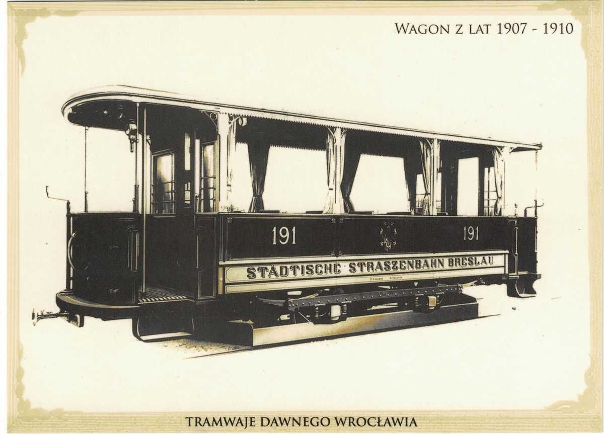Pocztówki - stare tramwaje wrocławskie 3 szt.
