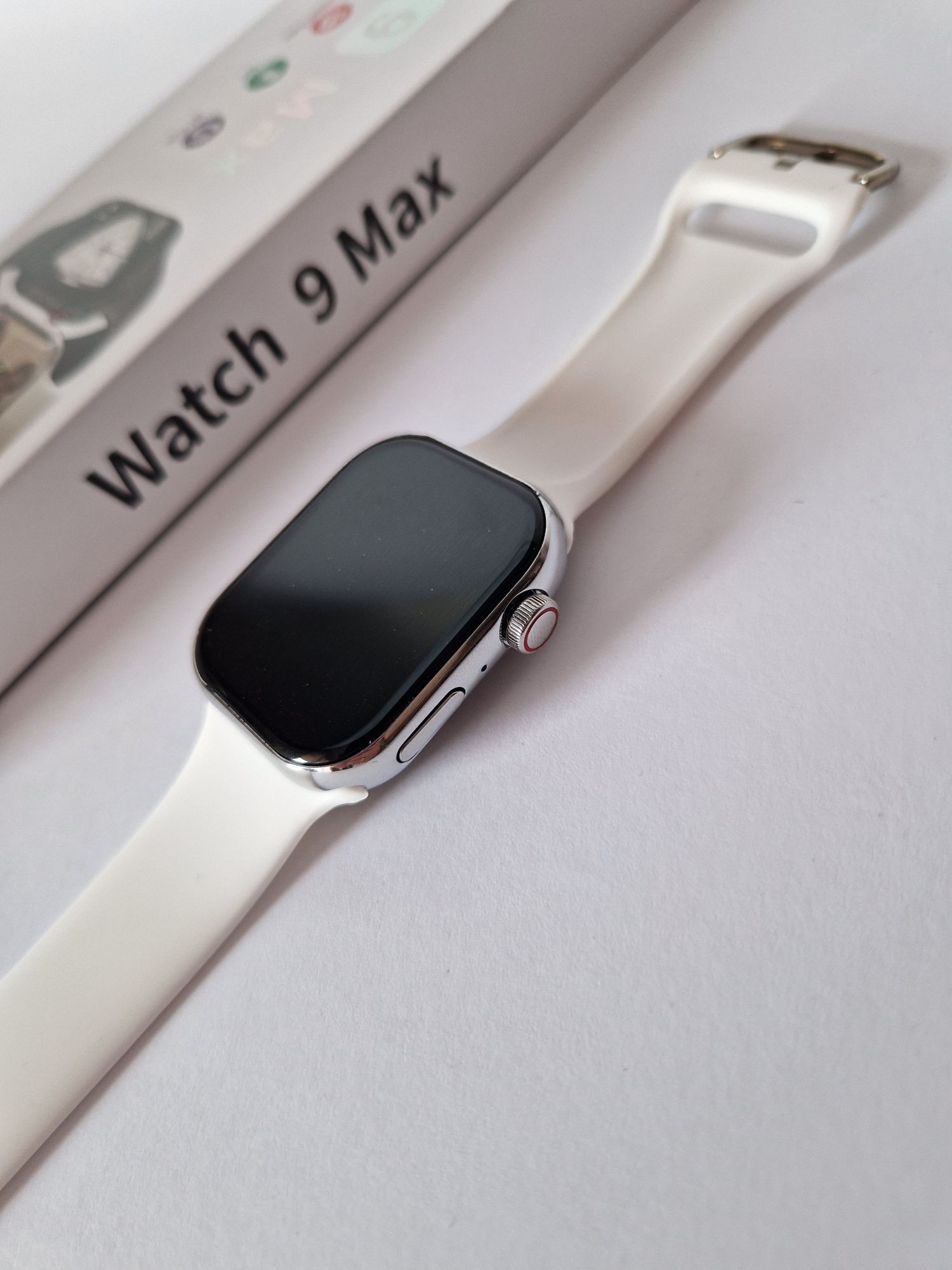 Smartwatch 9 Max, komplet, biały, amoled