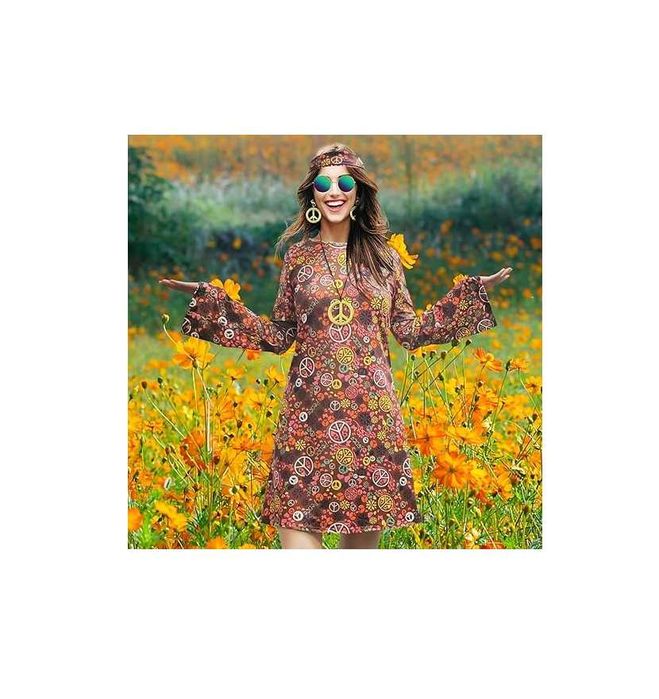 Sukienka hipiska przebranie lata 60 70 XL