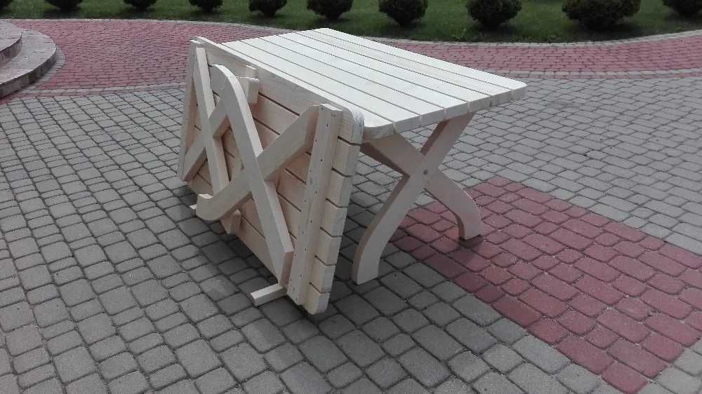Meble ogrodowe drewniane - komplet , ławy, stoły
