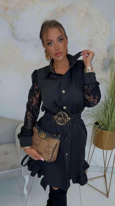 Piękna sukienka z paskiem kolorka kolory Lola bianka