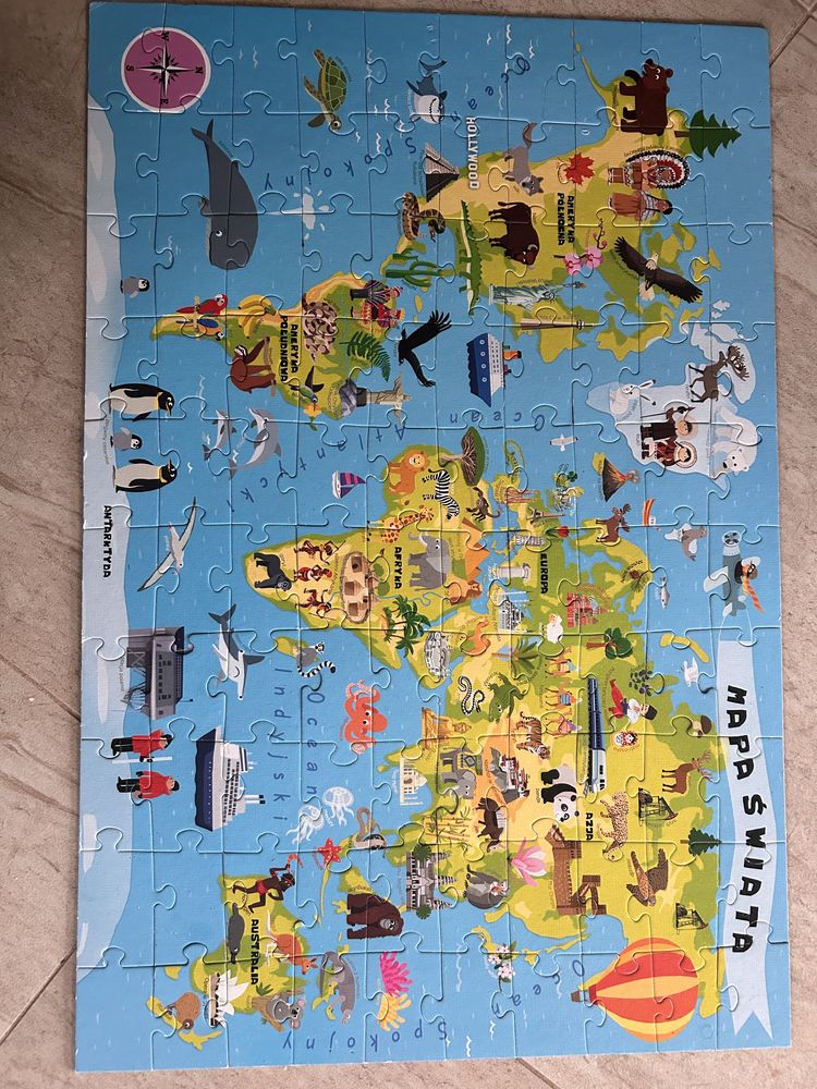 Mapa Świata puzzle Trefl 100 elementów 5-7 lat
