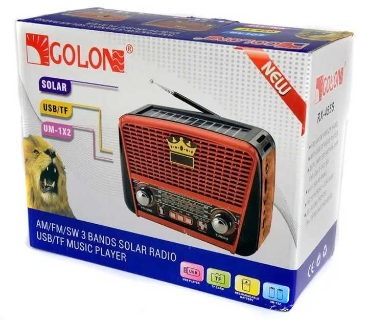 Радиоприемник радио GOLON-RX-456 с солнечной батареей USB+SD