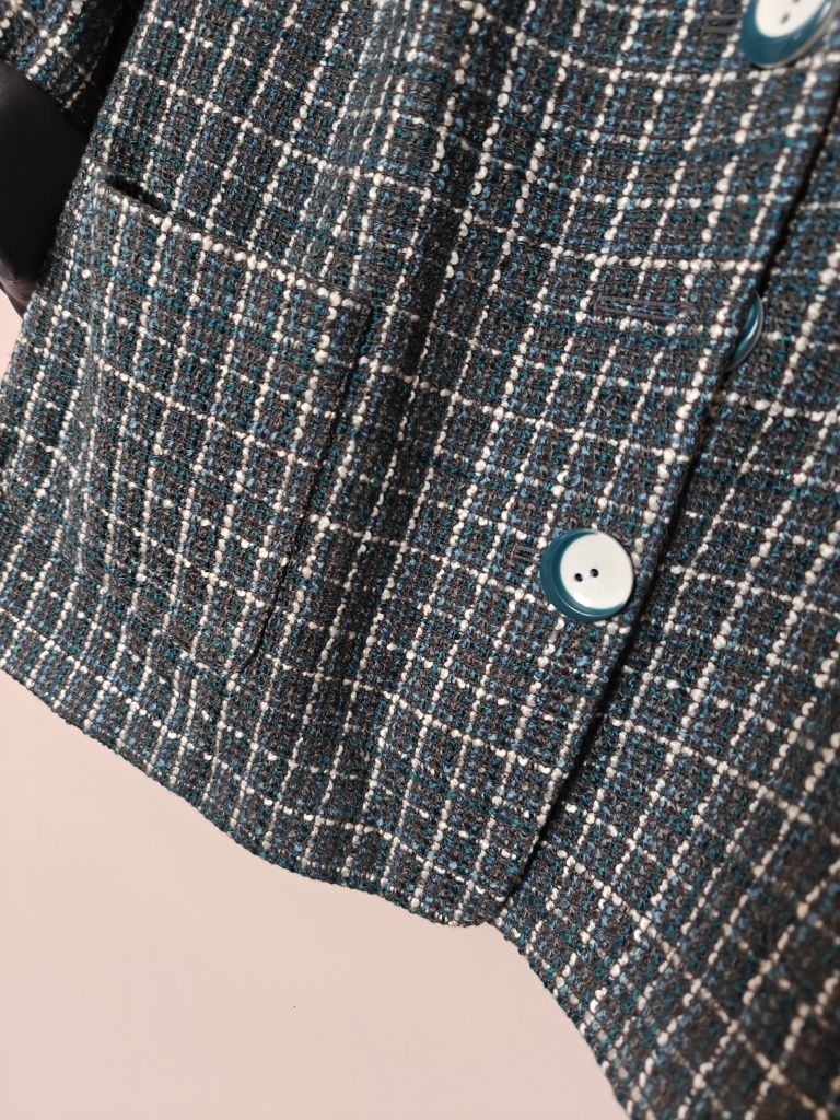 Marynarka żakiet pepitka kratka w kratę szary niebieski 46 48 3XL 4XL
