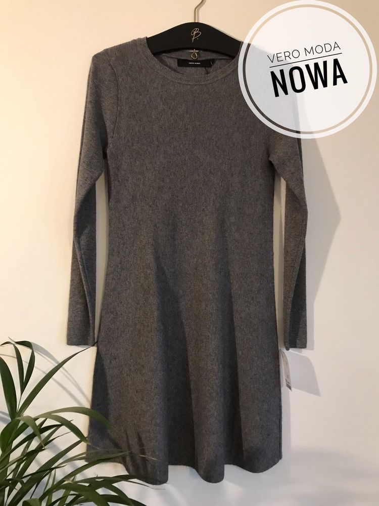 Nowa szara dzianinowa sukienka Vero Moda 34 Xs