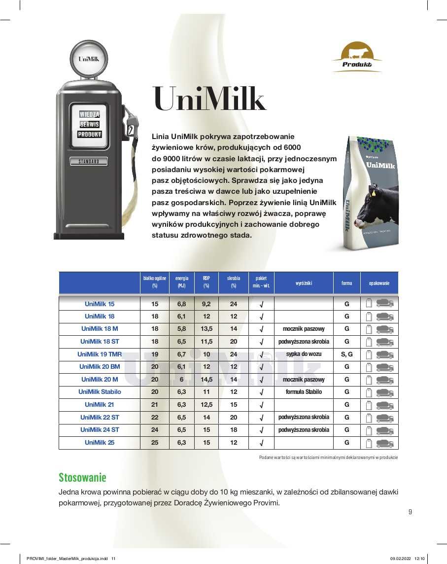 Unimilk pełnoporcjowa pasza dla krów mlecznych