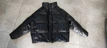 Kurtka czarna puffer imitacja skóry h&m r. L