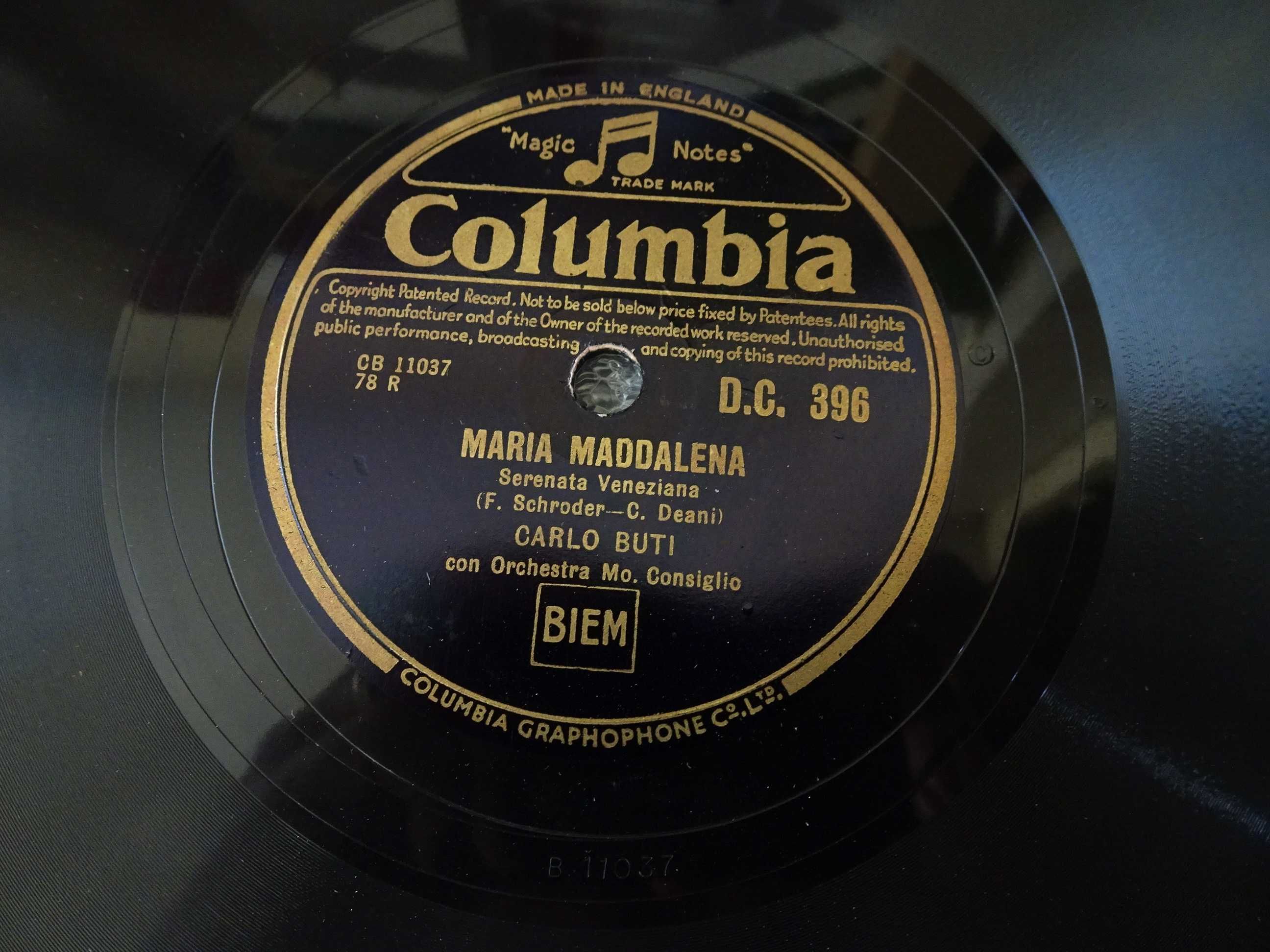 Disco grafonola Carlo Buti - Notti Fiorentine / Maria Maddalena