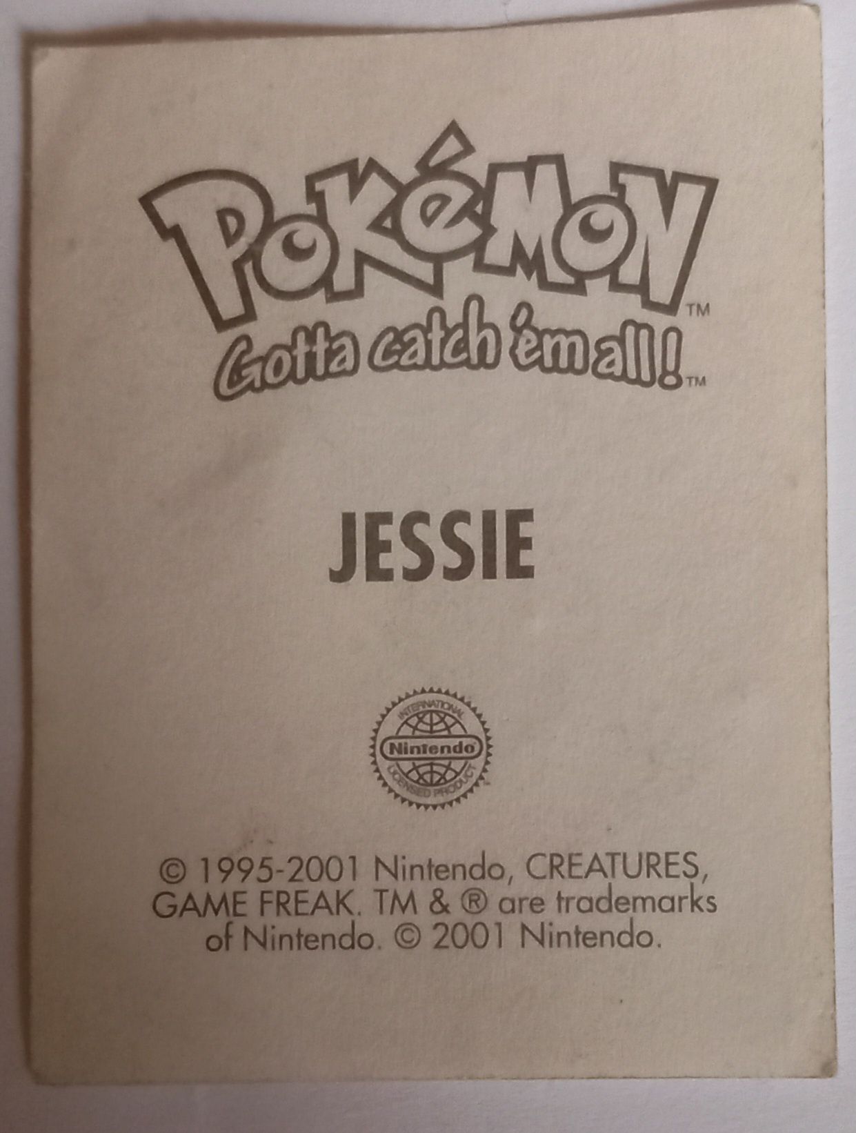 Oryginalna naklejka pokemon chipita chipicao trenerzy JESSIE