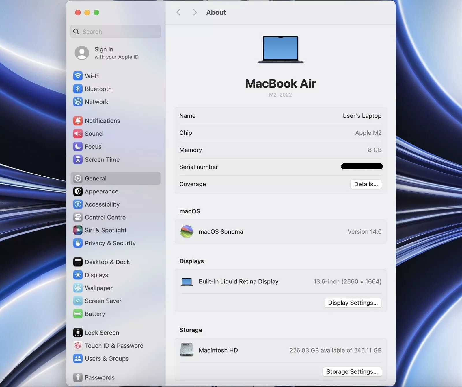 MacBook Air 15 2023 M2 8GB RAM 256GB SSD 3 ц. Space MQKP3 Open Box