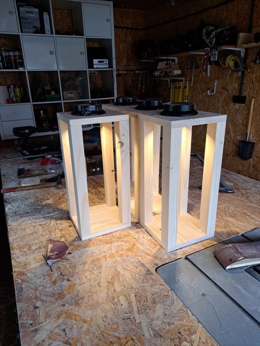 Lampiony ledowe wykonane z drewna