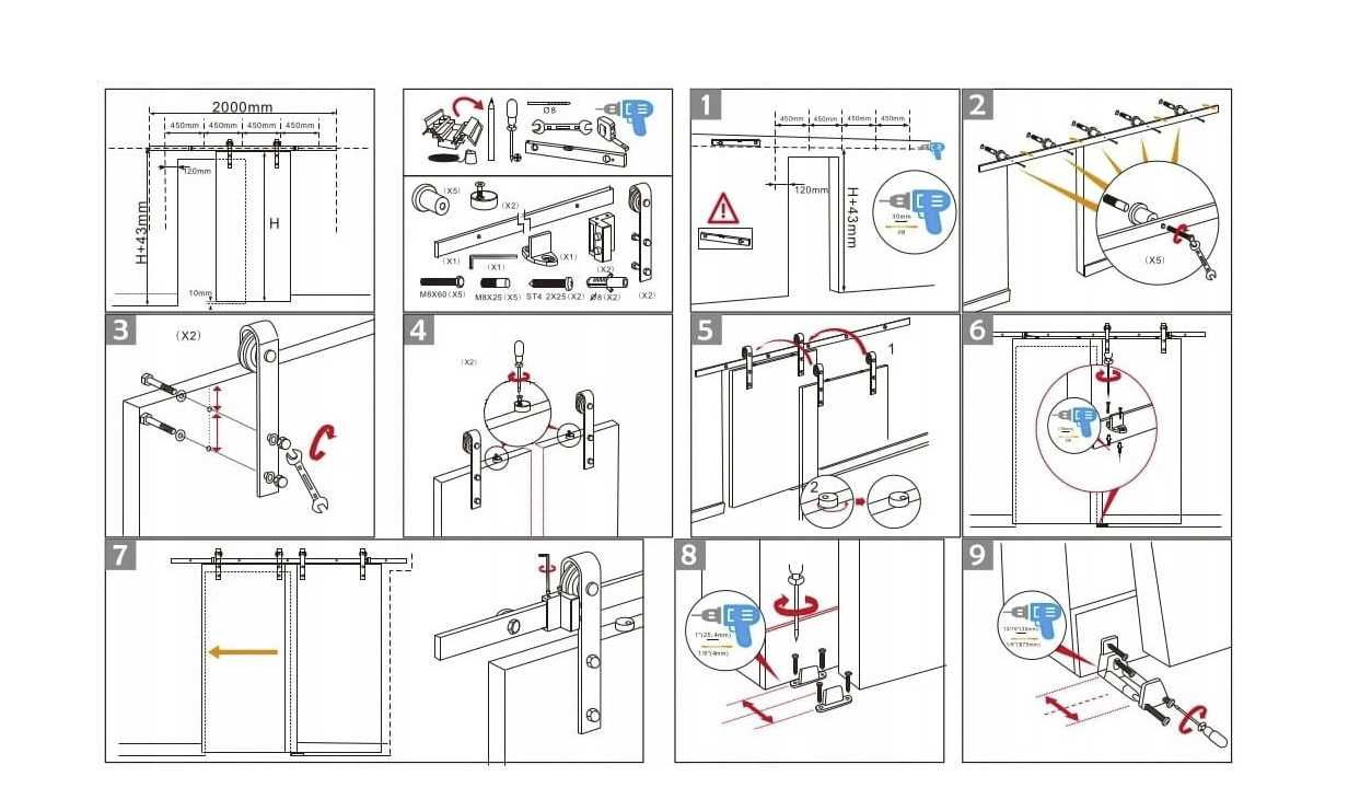 Nowoczesny system przesuwny do drzwi BARN DOOR