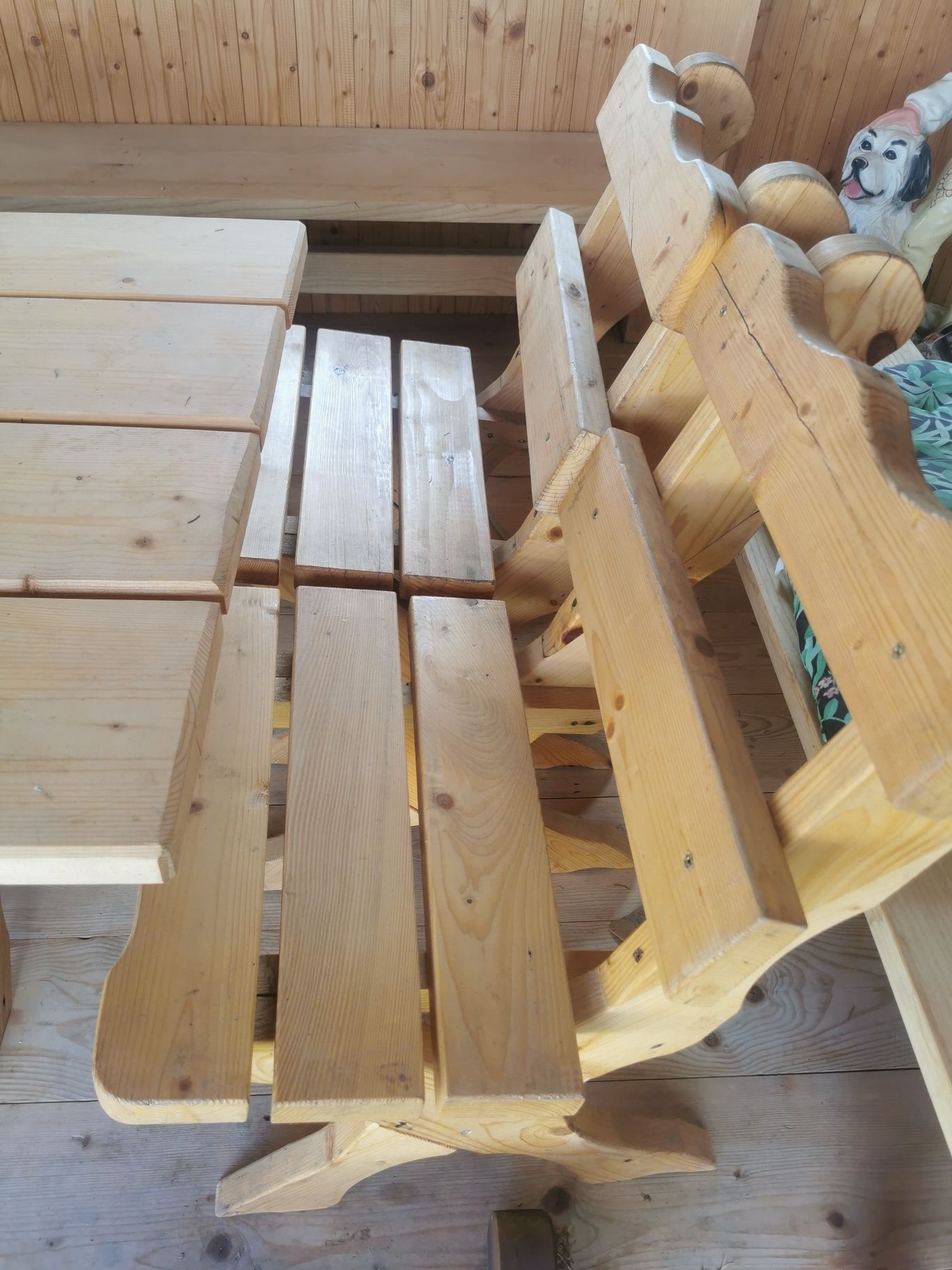 Komplet stół i 10 krzeseł drewnianych ogrodowych