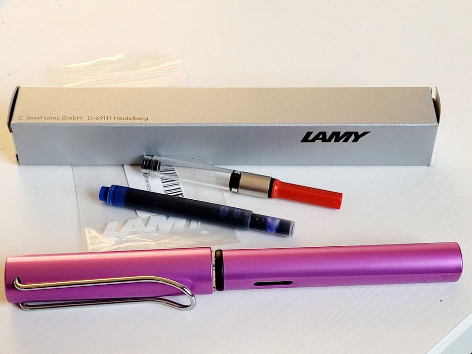Nowe pióro wieczne Lamy AL Star F naboje + tłoczek do atramentu i etui