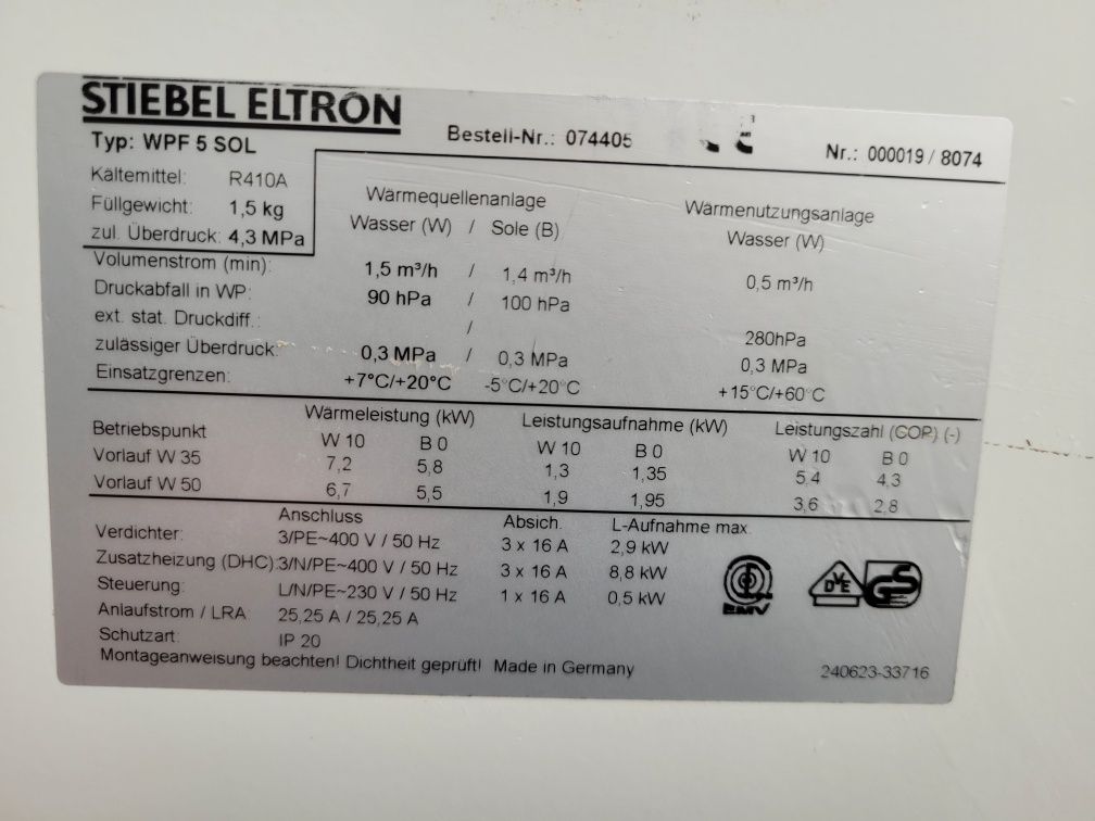 Pompa ciepła STIEBEL ELTRON 7 / 10 / 12 KW woda woda gruntowa