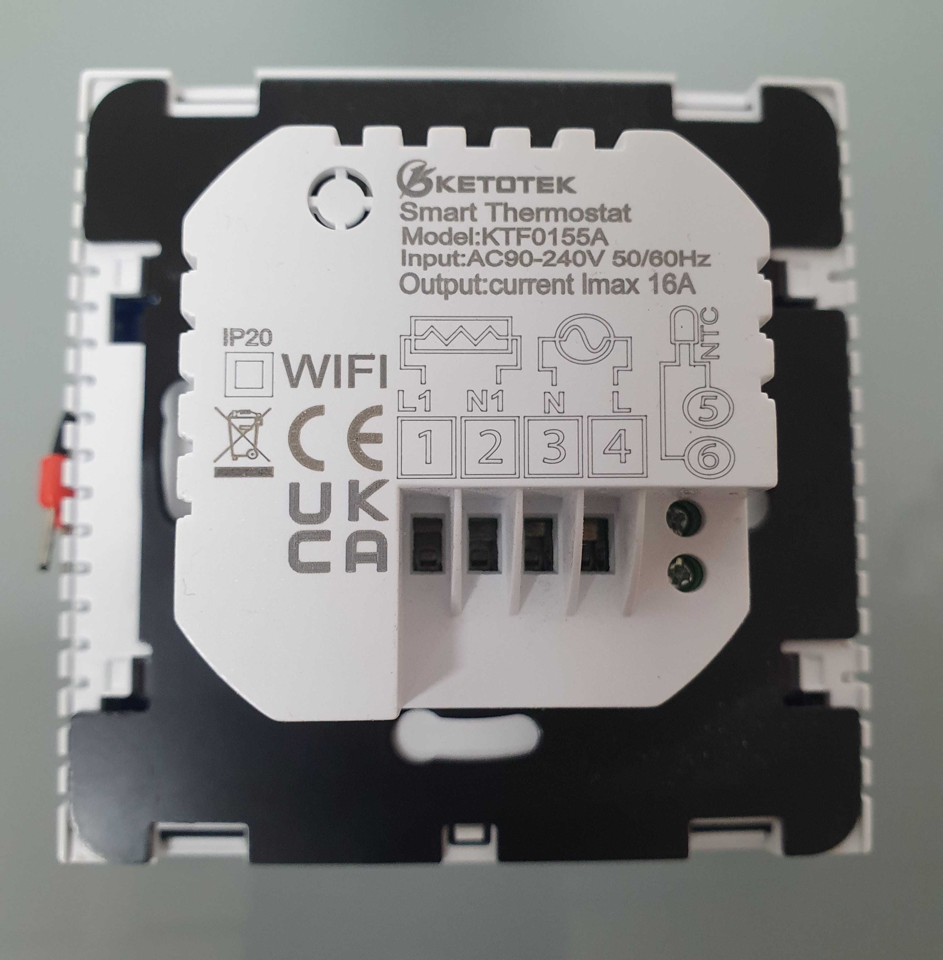 KETOTEK KTF0155A termostat Wi-Fi ogrzewanie PODŁOGOWE biały z sondą