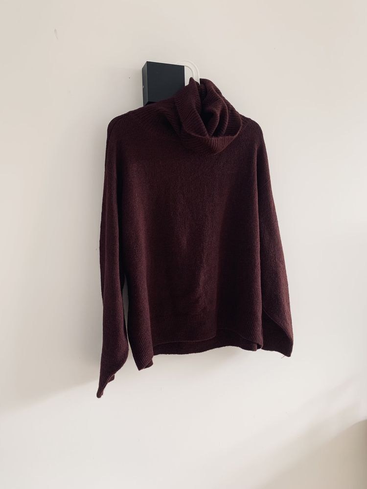 Sweter golf burgundowy bordowy H&M