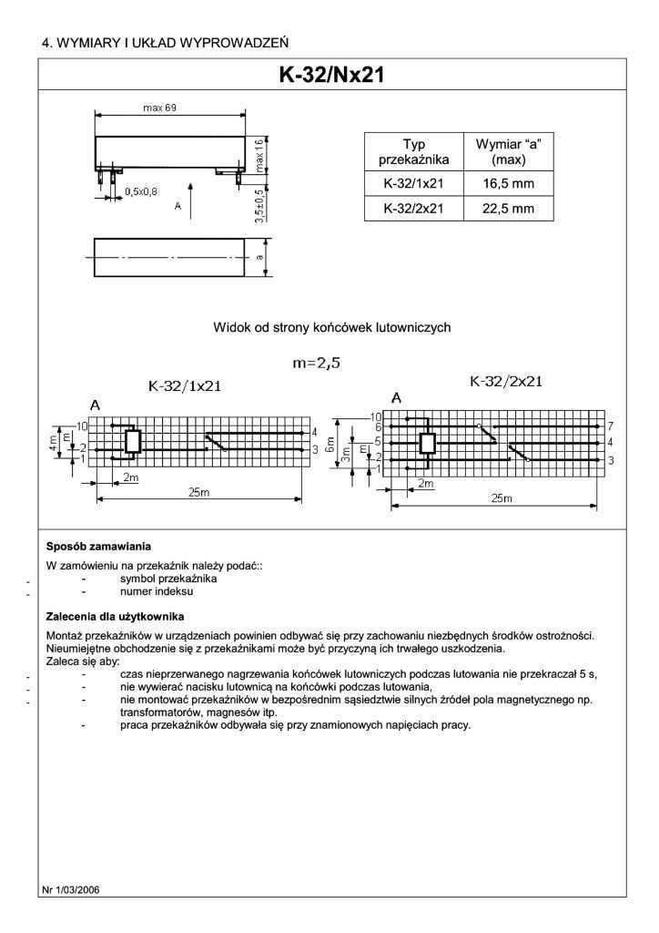 Przekaźnik kontaktron K-32/1x21 cewka 48 V, NOWY. TELKOM TELFA