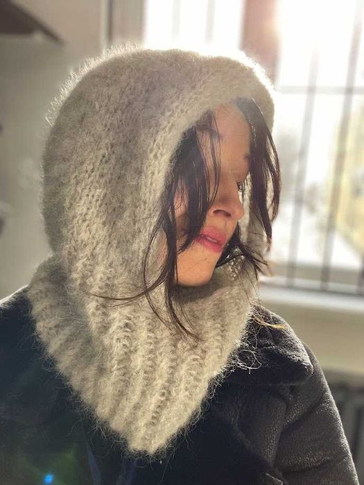 Kaptur z alpaki zimowa balaclava rękodzieło handmade