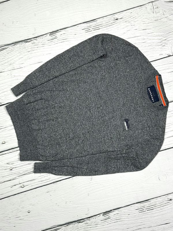 Superdry Bawełniany Sweterek z Kaszmirem Męski Logowany na Piersi r. S