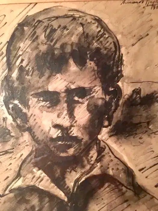 ARMANDO BAPTISTA - 1951 - desenho a tinta da China - 23,5 x 20,5 cm/s