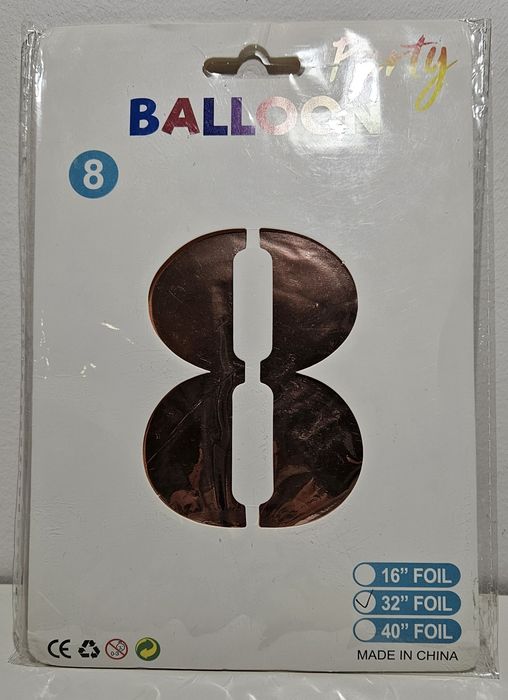 Balon foliowy czyfra 8 100cm złoty róż 2 sztuki w opakowaniu