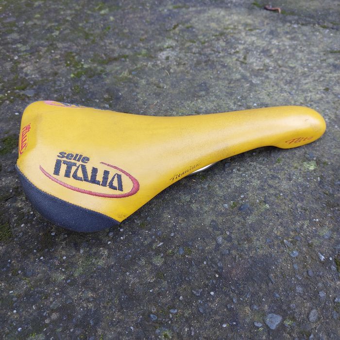 Siodełko Selle Italia Flite Titanium Żółte Retro Vintage Unikat