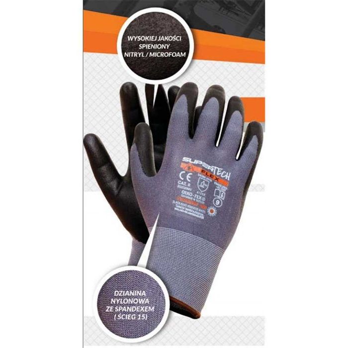 Rękawice robocze mocne SuperFlex Uniwersalne roz.6,7,8,9,10,11 F.VAT