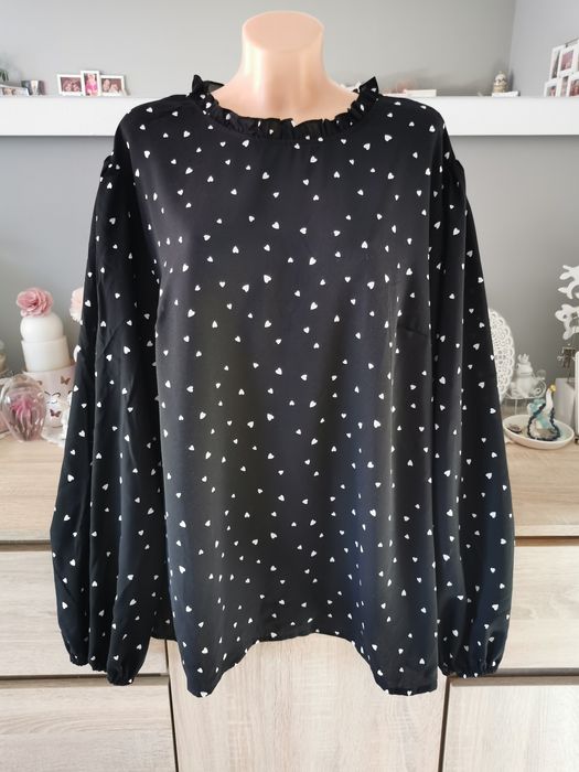 Czarna Bluzka w Serduszka  #Święta 4XL - 7XL