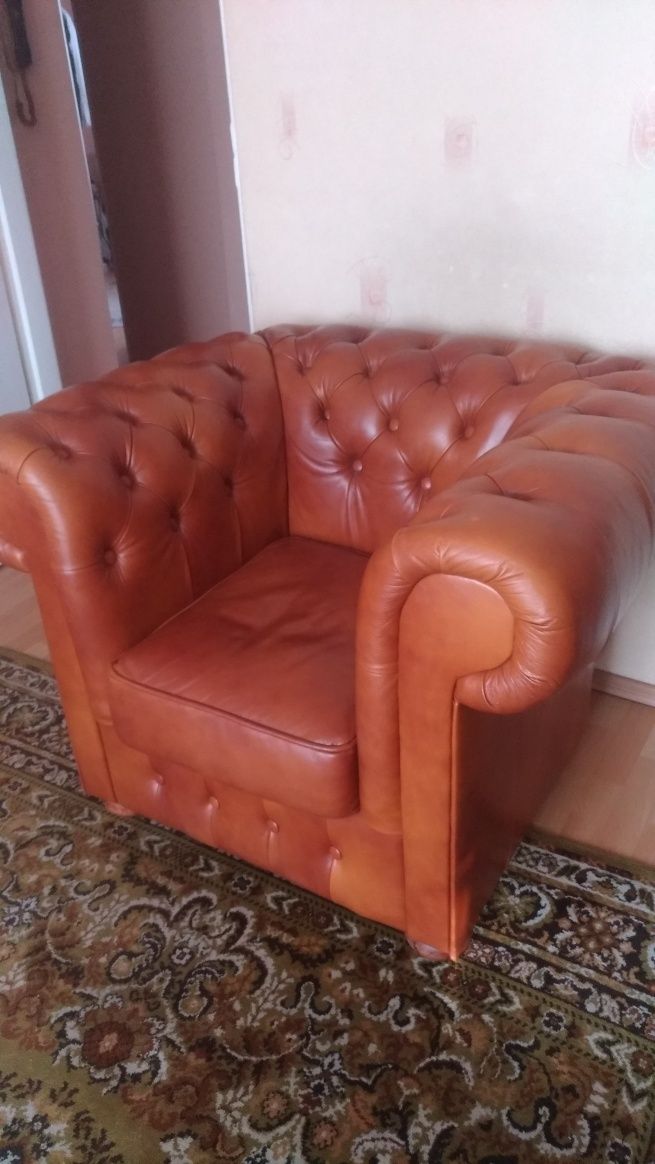 Fotel Chesterfield Skóra Naturalna