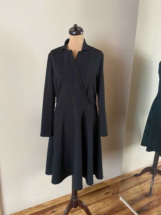 44 42 mohito czarna sukienka basic rozkloszowana +size