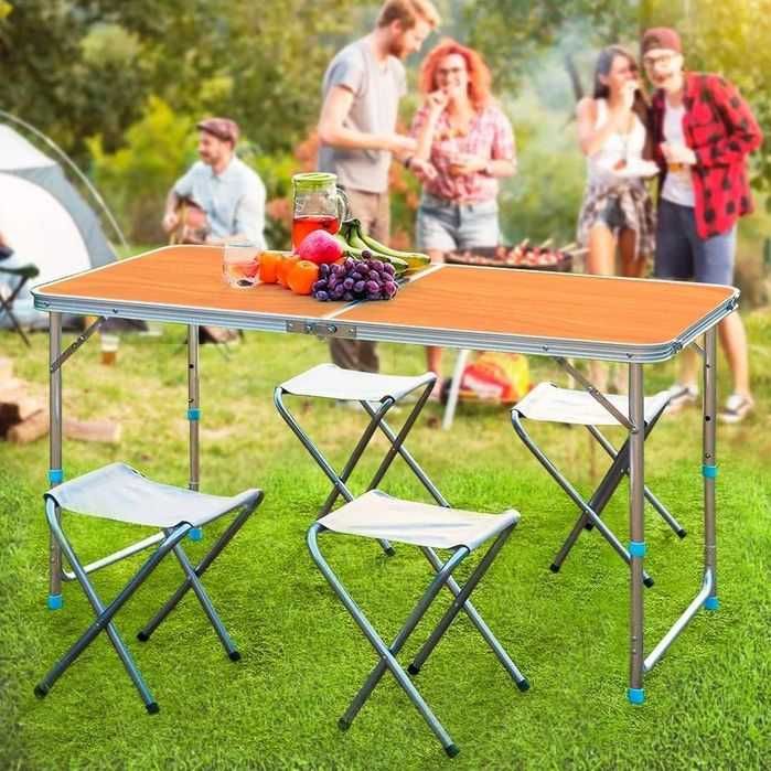 ℹ️ Набор стол для пикника усиленный складной с 4️⃣ стульями. Оранжевый