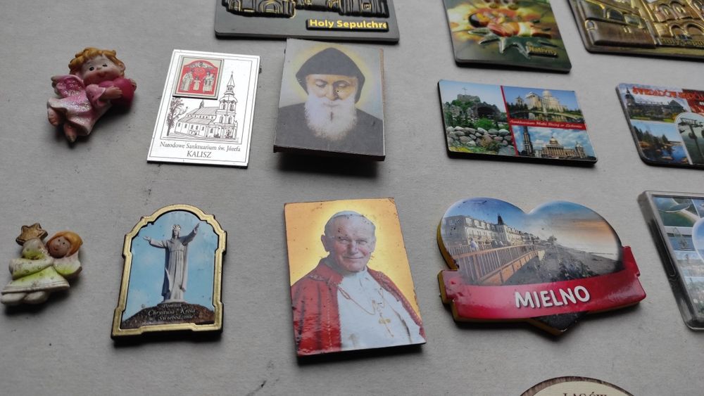 Magnesy na lodówkę 3x Jeruzalem  Jan Paweł Paryż  24 sztuki