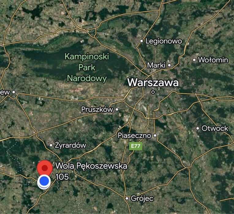 Bezposrednio działka lub podział 4 ha 30 minut od Warszawy przy S8