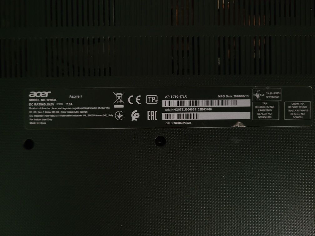 Ноутбук Acer Aspire 7 A715-75G i5-9300H | 32Gb | Nvidia Gtx 1650 4gb