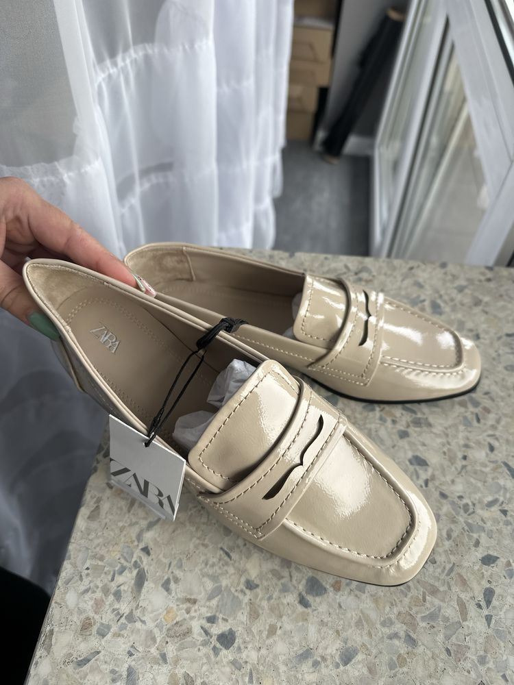 Zara nowe beżowe mokasyny damskie 37