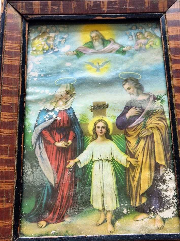 Quadro religioso década 1970 retratando a Sagrada Família