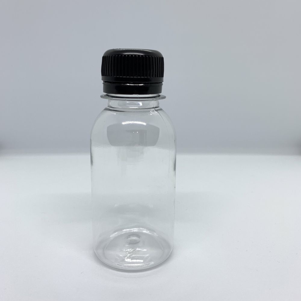 Пластиковая бутылка 100 мл, флаконы с чёрными крышками