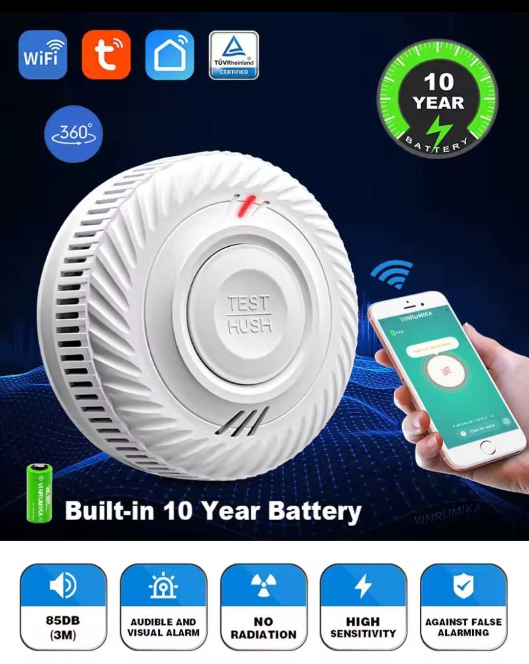 Czujnik dymu ognia Wifi Aplikacja