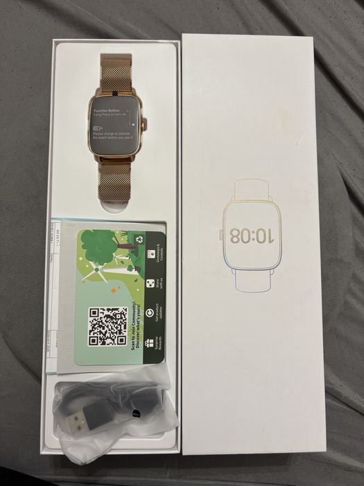 Smartwatch damski elegancki metalowa bransoletka bluetooth