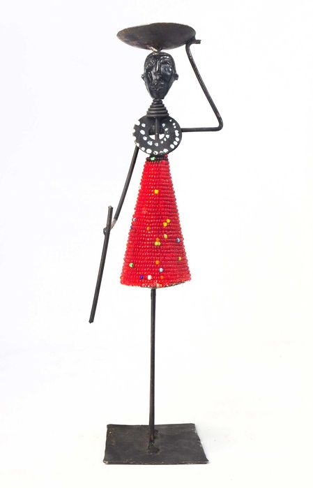 Подсвечник винтаж из металла и бисера Африканка Kidogo maasai warriors