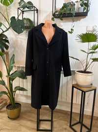 Czarny płaszcz wełna kaszmir XL