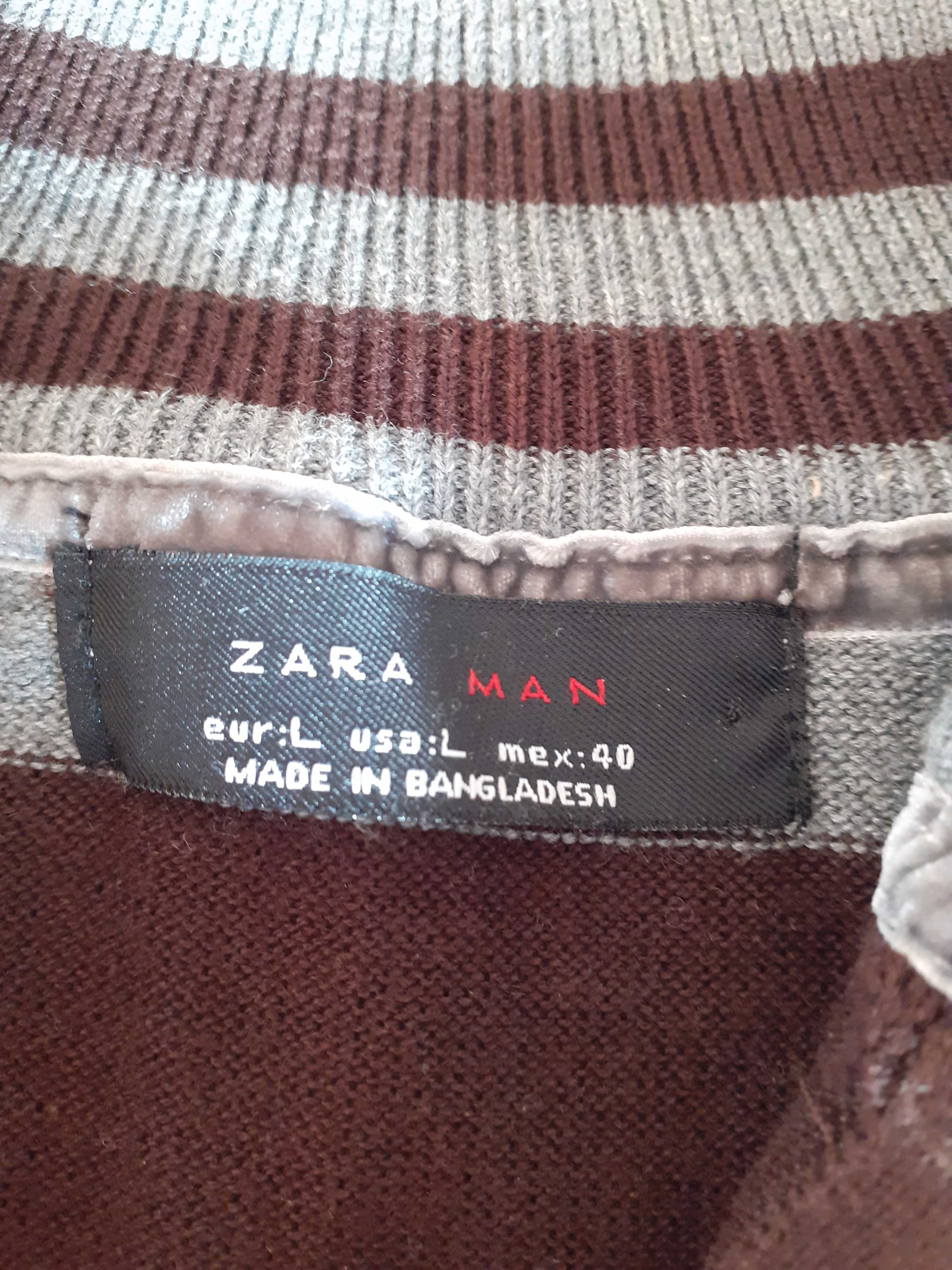 Camisola/Polo em malha cinzento e castanho Zara