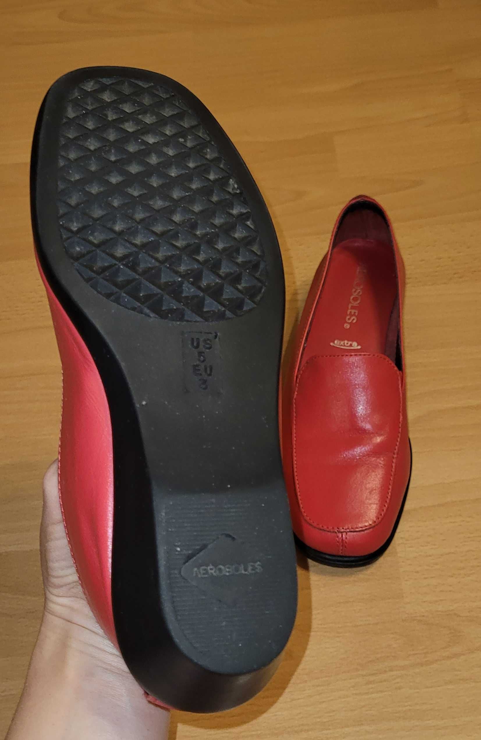 Sprzedam  używane, skórzane, czerwone damskie buty Aerosoles rozm. 36