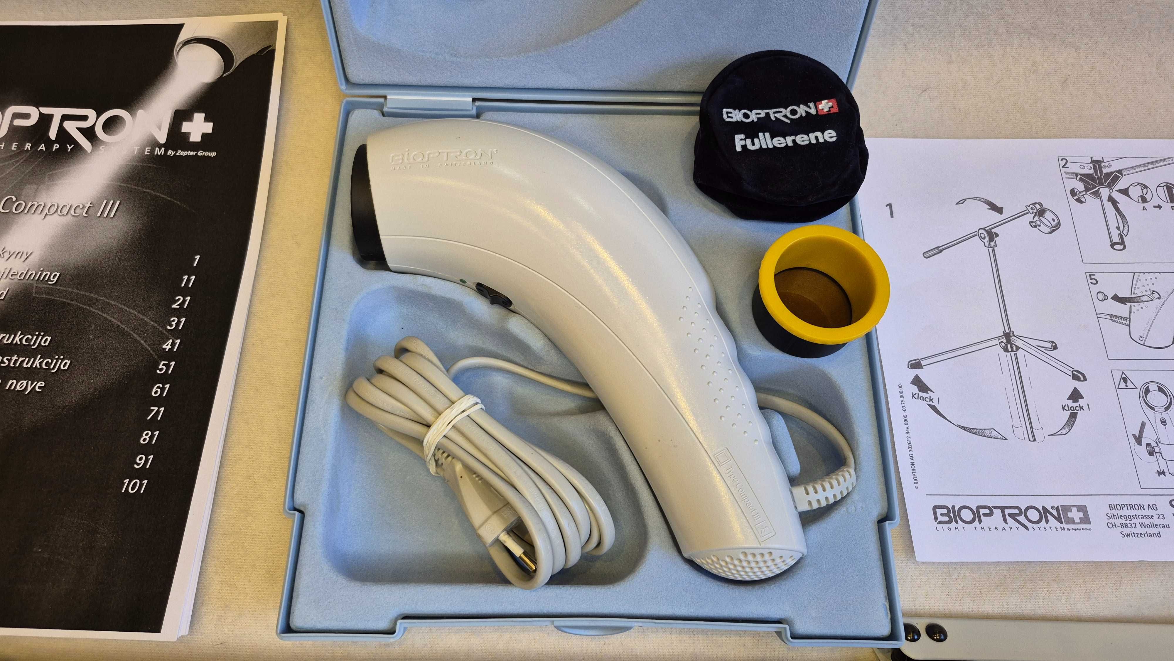 Lampa Bioptron Compact III Filtr Fulerenowy Statyw Zepter