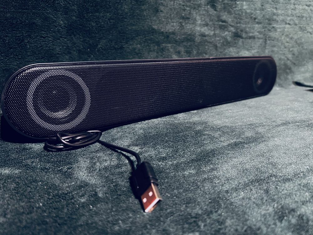 Głośnik komputerowy stereo soundbar lenrue a25 usb nowe czarny led