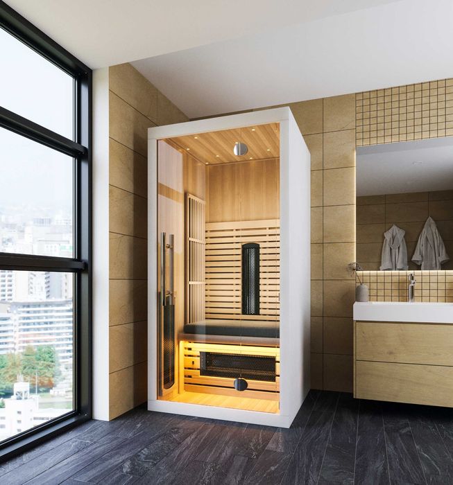 NOWOCZESNA Sauna na Podczerwień - Infraplus™ 95 Valero Biały Cedr