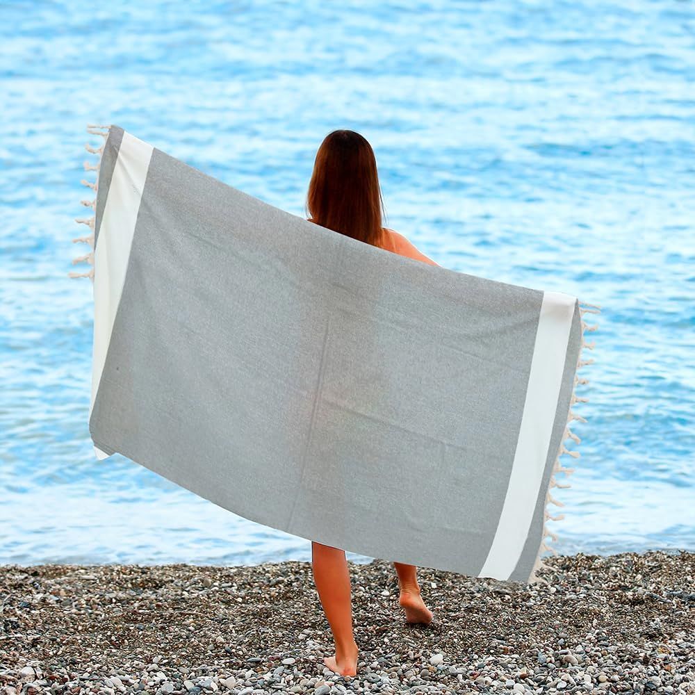 Ręcznik Hammam Plażowy Kąpielowy 100 x 180 cm Bawełna Chłonny Szary