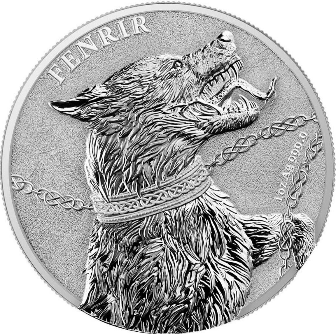 Вовк Фенрир (Fenrir). Срібна інвестиційна монета. 2022 Germania mint.